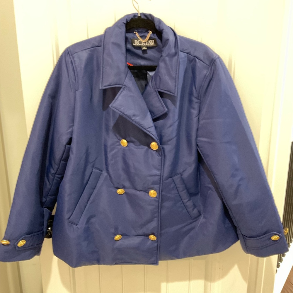 J. Crew Women's Blue Pea Coat with Gold Accents - Picture 2 of 9